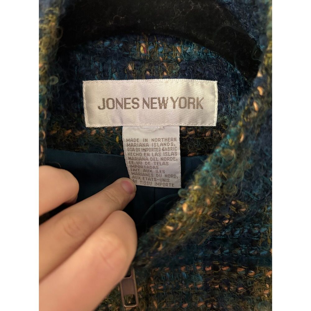 Vintage Jones New York Blazer Blue Wool Mohair Plaid Lined - Picture 6 of 7